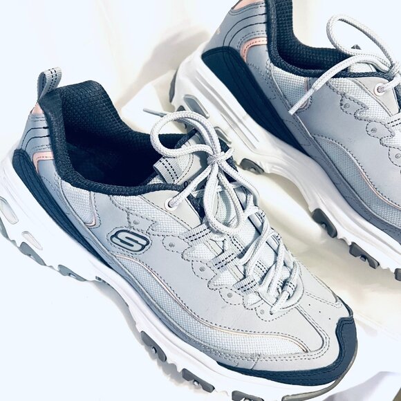 Skechers D' Lites Air Cooled Memory Foam Sneakers-Sz. 9 1/2-Two Tone Blue/Peach - Picture 5 of 16